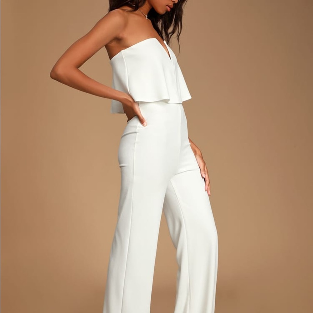 LULUS Power of Love White Strapless Jumpsuit